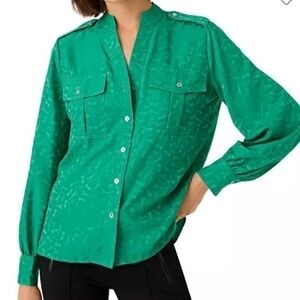 New ▶️ Karl Lagerfeld Paris ◀️ Green Jacquard Blouse XS